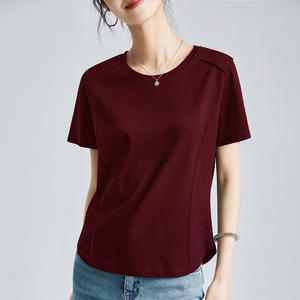 Jw562 Llegadas <span class=keywords><strong>Lino</strong></span> Lyocell Tela <span class=keywords><strong>Lino</strong></span> Camiseta Cuello Redondo Ajuste Regular Alta Calidad Yoga Deportes Transpirable Sólido <span class=keywords><strong>Mujer</strong></span> Camiseta - Product Image 1