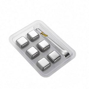 Accesorios de Bar, Piedras Enfriadoras de Acero Inoxidable 304, Cubos de Hielo para Whisky, Cola, Vino y Bebidas, 4/6/8 Piezas, Cubos de Hielo Cuadrados 18/8 - Product Image 1