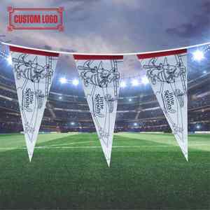 Banderas Personalizadas de Fútbol, Bandera Triangular Grande, Triángulo Rojo con Franjas Azules y Blancas - Product Image 1