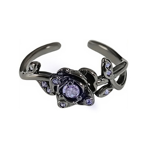 Hợp thời trang Gothic Đen Rose Thorn Brass với màu đen mạ dát với màu tím Zircon có thể điều chỉnh mở vòng cho phụ nữ - Product Image 5