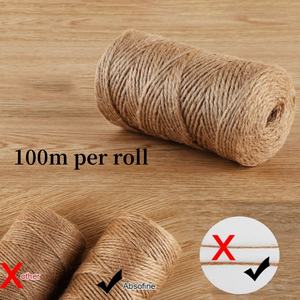 Cordon en jute de 100 m, <span class=keywords><strong>2</strong></span> <span class=keywords><strong>mm</strong></span>, corde en lin naturel vintage, <span class=keywords><strong>ficelle</strong></span> en toile de jute, <span class=keywords><strong>ficelle</strong></span> pour couture, bricolage, artisanat, décoration de mariage, corde en <span class=keywords><strong>chanvre</strong></span> - Product Image 2