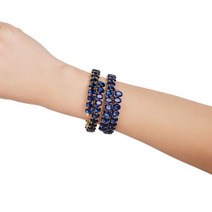 Fashion <b>Bangle</b> <b>Copper</b> Alloy Gold Plated Blue Zircon Adjustable Elastic Bracelet For Women Party Jewelry - Product Image 4