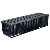 Ventes directes d'usine Homedin en forme de U HDPE Drainage Gouttière Polymère Béton Noir 1000mm Système de vidange en plastique avec couvercle