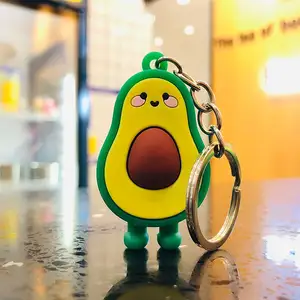 Cute Simulated Fruit Avocado Keychain 3D Soft Resin Smiling Avocado Keychains Couple Jewelry Women Fashion Christmas Small Gift