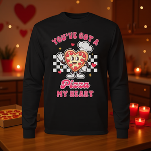 T-shirt a maniche lunghe per amanti della pizza di San Valentino con design a cuore per San Valentino - Product Image 3
