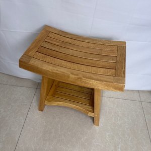 Tabouret <span class=keywords><strong>de</strong></span> douche en teck <span class=keywords><strong>de</strong></span> qualité supérieure avec siège incurvé-Banc <span class=keywords><strong>de</strong></span> <span class=keywords><strong>salle</strong></span> <span class=keywords><strong>de</strong></span> <span class=keywords><strong>bain</strong></span> durable pour spa et usage domestique, grain <span class=keywords><strong>de</strong></span> bois naturel, conception robuste à 4 pieds - Product Image 3