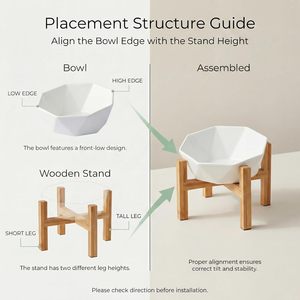 Comedero elevado de cerámica para gatos con soporte de bambú, tazón elevado para gatos de interior y perros pequeños - Product Image 6