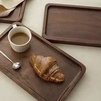 Plateau en bois massif rétro personnalisé, plateau de service en bois, ensemble de plateaux en bois pour la maison et la cuisine, assiette à dessert, vaisselle