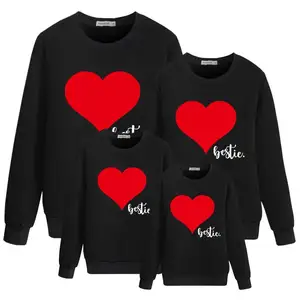 Sweat-shirt de famille pour la saint-valentin, à manches longues, avec impression de lettres cœur, tenue assortie de haute qualité, pour parents et enfants, printemps