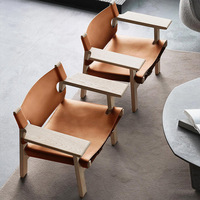 Fauteuil de salle à manger moderne et contemporain en cuir de selle naturel capitonné de haute qualité, confortable, pour salon et hôtel