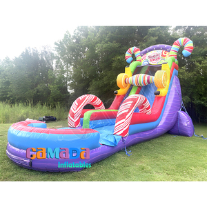 Toboggan aquatique gonflable Candy Land 17 pieds, toboggan aquatique gonflable pour la cour <span class=keywords><strong>avec</strong></span> <span class=keywords><strong>piscine</strong></span> à jets d'eau - Product Image 5