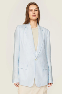 Fabrication de vêtements haut de gamme sur mesure OEM, blazer classique sur mesure, revers cranté, manches longues, mélange de <span class=keywords><strong>lin</strong></span> uni, <span class=keywords><strong>veste</strong></span> pour <span class=keywords><strong>femme</strong></span> - Product Image 3