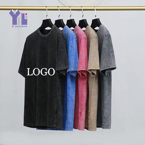 เสื้อยืดคอกลมโอเวอร์ไซส์สีดำพิมพ์ลายสไตล์วินเทจผ้าฝ้ายย้อมสีแบบแอซิดวอชสำหรับผู้ชายขายส่งแบบดรอปชิปเป็นมิตรกับสิ่งแวดล้อม - Product Image 2