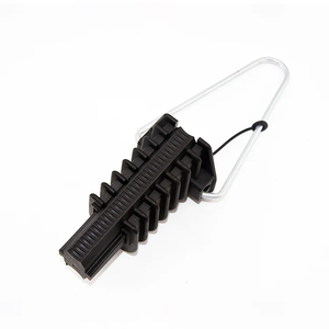 Abrazadera de cuña de plástico de alta resistencia con gancho de acero inoxidable, diseñada para tensado seguro de cables de bajada FTTH. - Product Image 4