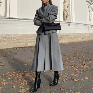 शरद ऋतु की शीतकालीन महिला कार्यालय दो-टुकड़ा सेट महिलाओं को छिपा हुआ बकसुलेट ब्लेजर + उच्च कमर वाली स्कर्ट आउटलेट स्कर्ट सेट - Product Image 1