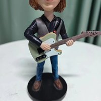 Bobblehead de guitariste en résine artisanale, sculpture de musicien à bascule pour les mélomanes, décor de bureau sur le thème de la bande et cadeau de collection