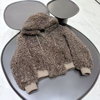 Veste à capuche zippée en fourrure d'agneau pour femme, élégante et décontractée, doublée de peau de mouton, idéale pour l'hiver et le quotidien