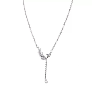 LT-046 S925 Sterling Silver Tassel Trigo Orelha Colar Mulheres Luz Luxo Nicho Design Sense High-end Cadeia de Colavícula - Product Image 5