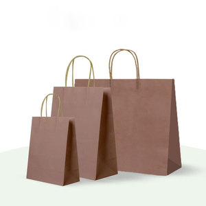 Factory <b>Price</b> Customized Print Logo Fast Food Packaging Grocery Retail Take Away Take Out Brown Kraft Paper Bag With Handles - Product Image 1