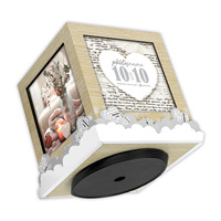 Boîte en bois d'érable personnalisée style art populaire organisateur de papeterie de bureau porte-stylo rotatif cube cadre photo souvenir en bois créatif