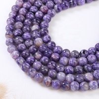 Perles rondes en charoïte violette, pierre naturelle polie, pierres précieuses, pour la fabrication de bijoux, bracelets en perles DIY, colliers tendance