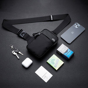 Custom Men's Mini Nylon Single Shoulder Bag <strong>Small</strong> Square Black Crossbody Sport <strong>Chest</strong> Pack with Anti-Theft Portable Feature - Product Image 4