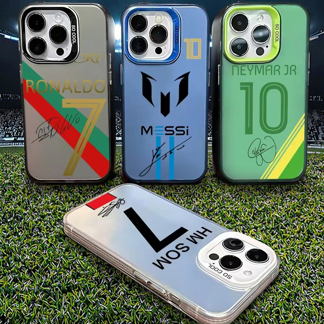 Factory Price No.7 Messi No. 8  Laser Football Star for XR XS 11 12 13 Mini 14 15 16 Pro PC Mobile Phone Cases