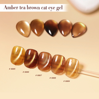 Collection 2026 Hot Sale Gel Soak Off Amber Tea Brown Cat Eyes – Kit de vernis à ongles semi-transparent effet gelée