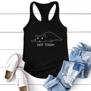 Lovely Not Today <strong>Cat</strong> Print Tank Tops Summer Fashion Graphic Sleeveless <strong>Vest</strong> Stylish Plus Size Womens Tank Tops 2021 - Product Image 2