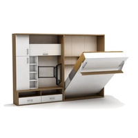 Ensemble de meubles de chambre à coucher d'hôtel en bois peu encombrant pour hôtel Ensemble armoire Lit escamotable lit escamotable à double paroi