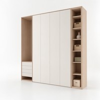 Système de dressing intégré moderne en bois, armoire murale intelligente sur mesure, style italien, en chêne, meuble de rangement en bois pour dressing
