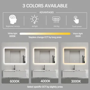 Espejo Led Smart Bathroom Mirror Touch Screen Anti-Fog Led Mirror Bath Mirrors
