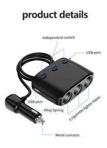 120W 3 Ổ Cắm Thuốc Lá Nhẹ Hơn Splitter Power Adapter Outlet Xe Sạc 2-Cổng <span class=keywords><strong>USB</strong></span> Cho Điện Thoại Di Động GPS <span class=keywords><strong>Dash</strong></span> Cam - Product Image 6