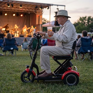 Scooter électrique ergonomique à trois <span class=keywords><strong>roues</strong></span> auto-équilibrant et confortable <span class=keywords><strong>avec</strong></span> coussin large pour concerts de jazz en plein air - Product Image 6