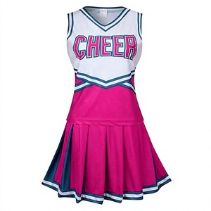 Uniforme de Porristas, Vestido Blanco, Rosa y Azul con Cuello en V, Estilo Falda, para Adultos, Ropa de Competición con Estampado Frontal, para Niñas y Adultas, Logotipo OEM - Product Image 1