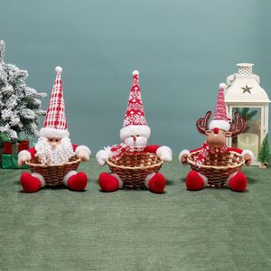 Figurines de Noël lumineuses à LED 3 pièces, Père Noël, Bonhomme de neige, Renne avec panier cadeau pour enfants et décoration intérieure - Product Image 1