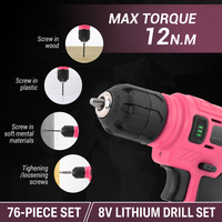 Ensemble de tournevis sans fil 8V, Kit de tournevis électrique 76 pièces avec embouts de perçage, rechargeable par USB pour la réparation à domicile