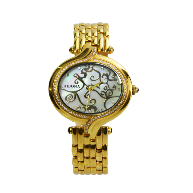 2022 Luxury Fashion Design Custom Label Women Arabic Number Golden Stone Arabic Dial Watch for Ladies