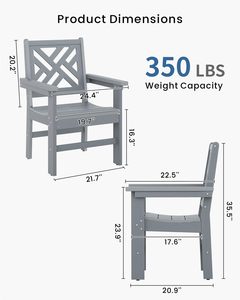 Set di 2 Sedie <span class=keywords><strong>da</strong></span> Esterno Resistenti alle Intemperie in HDPE per Patio, Giardino, Balcone, Veranda, Prati - per Hotel (Grigio) - Product Image 4