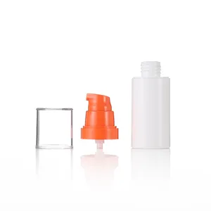 Botol pompa pengap plastik bulat ukuran perjalanan 20ml Serum isi ulang botol pompa tanpa udara Losion untuk perjalanan