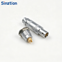 Connecteur coaxial mâle demi-lune Sinztion S Series FFA 00S, cordonné, droit, circulaire, autobloquant, pour applications médicales et ultrasoniques