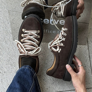 Scarpe Derby Unisex in Pelle Scamosciata con Lacci e Pelliccia, Stile Retrò, Taglie Grandi, per Uomo e Donna - Product Image 6