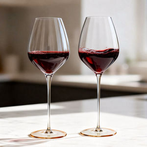 Verres à vin rouge SAMYO 540 ml, vintage, luxueux, à long pied, écologiques, sans plomb, lavables au <span class=keywords><strong>lave</strong></span>-<span class=keywords><strong>vaisselle</strong></span>, en cristal côtelé - Product Image 1