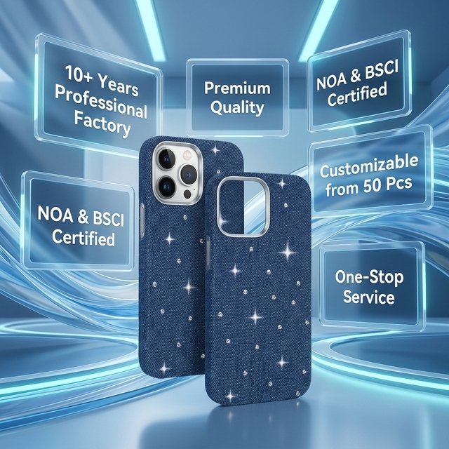 Denim Fabric Rhinestone Phone Case - Bling Metal Camera Frame Soft Lining Shockproof Full Protection for iPhone 16 17 18 PRO MAX