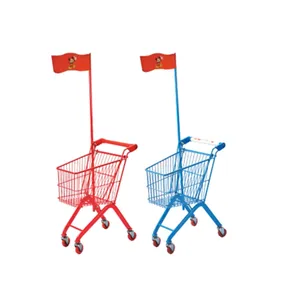 Children's Fun Toy Trolley With Four Wheels Stroller Trolley Small Flag Supermarket Trolley Carts