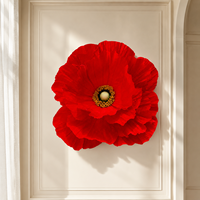 Fleur de pavot rouge géante en papier, fleur artificielle pour décoration de mariage, événementiel, affichage floral commercial, vitrine de centre commercial