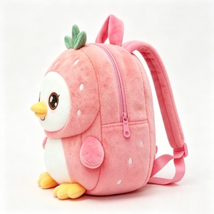 Customized Strawberry Penguin <b>Plush</b> Backpack,Kids Penguin <b>Plush</b> Backpack,Cute Animal <b>Plush</b> Backpack,Pink Strawberry Kids - Product Image 4