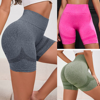 Shorts de sport taille haute en Spandex/Nylon à compression, confortables et sans coutures, avec effet push-up pour la course et les activités sportives