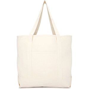 Wholesale Heavy Duty Eco-Friendly Shopping <b>Canvas</b> Tote Bag with Outside Pockets Letter Pattern for Eco-Conscious <b>Shoppers</b> - Product Image 2
