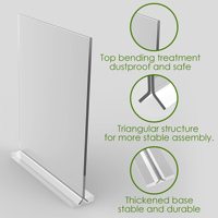 Paquet de 6 présentoirs de menu en acrylique de table transparent A4 personnalisé en forme de T de 8.5*11 pouces porte-affiche en acrylique en plastique transparent double face